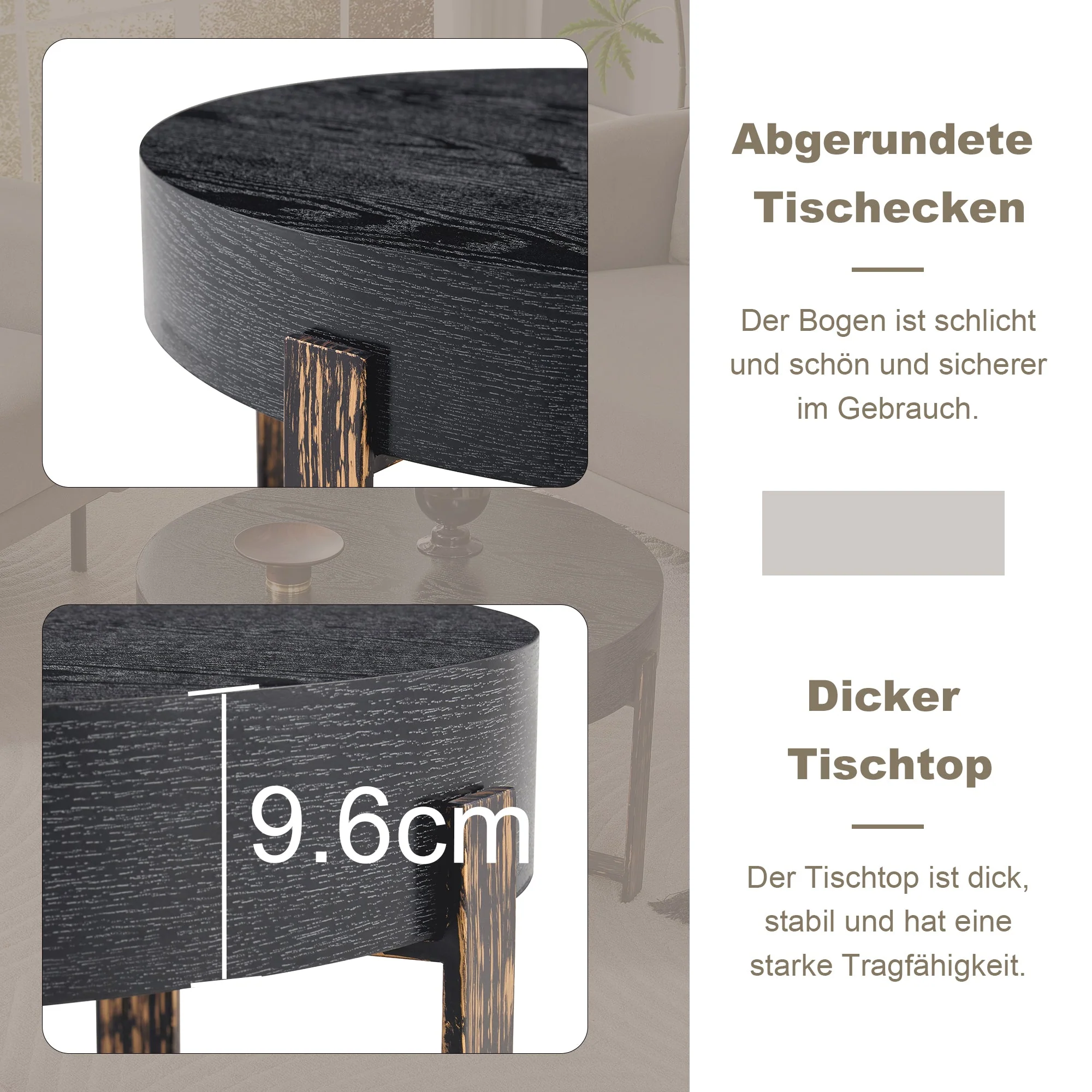 Round Side Table Modern Minimalist Ø 68 cm Metal Cross-Legged - Black - Image 5