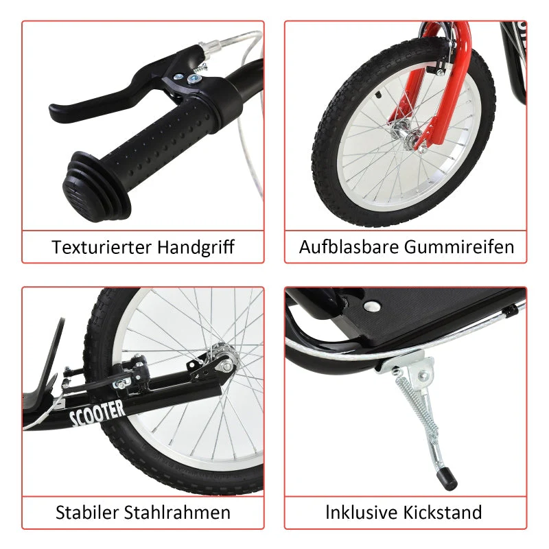 Scooter pneumatic tires handbrake city scooter black - Image 6