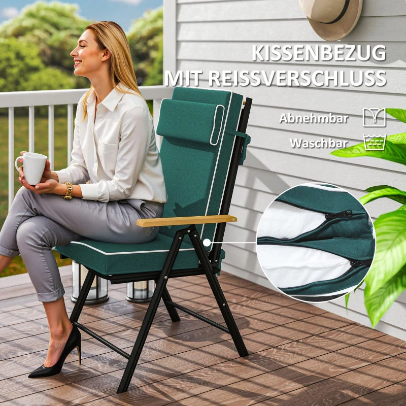 Seat Cushion 120 x 47 x 9.5 cm Water-Repellent with Ties, Headrest, UPF50+ Green - Image 6