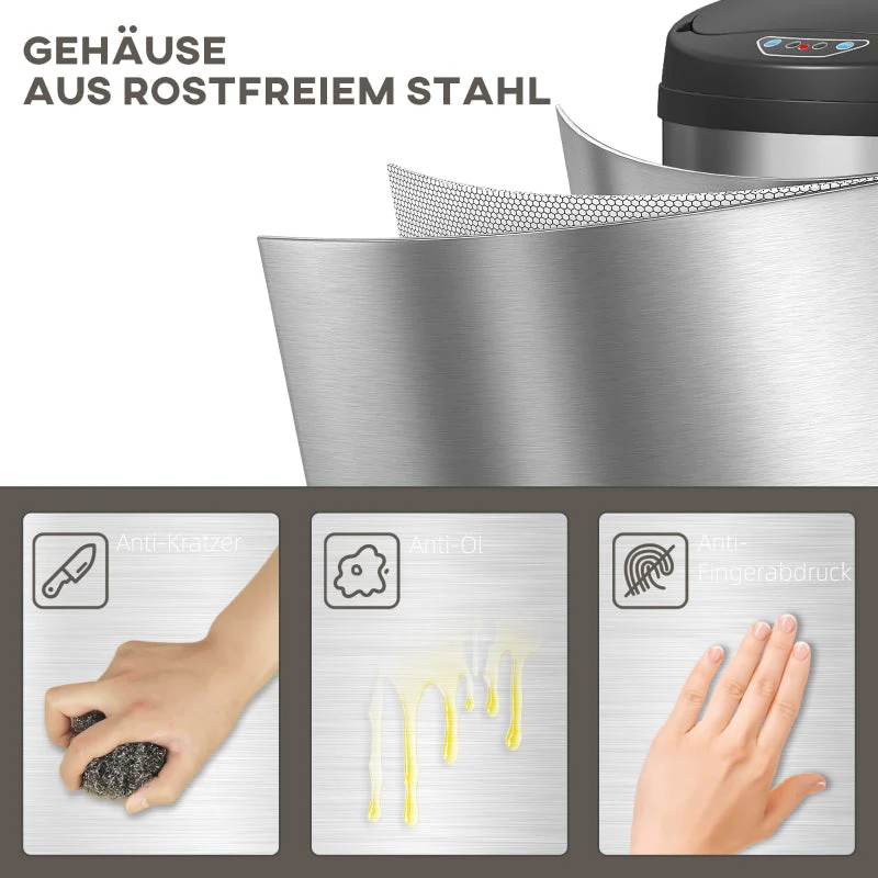 Sensor Waste Bin 30L, Soft-Close, Touchless, Stainless Steel - Image 6
