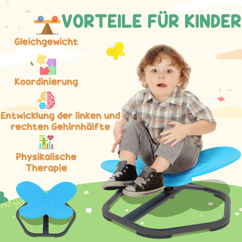 Sensory Swivel Chair, Balance and Coordination, Butterfly Shape, Blue - Image 3