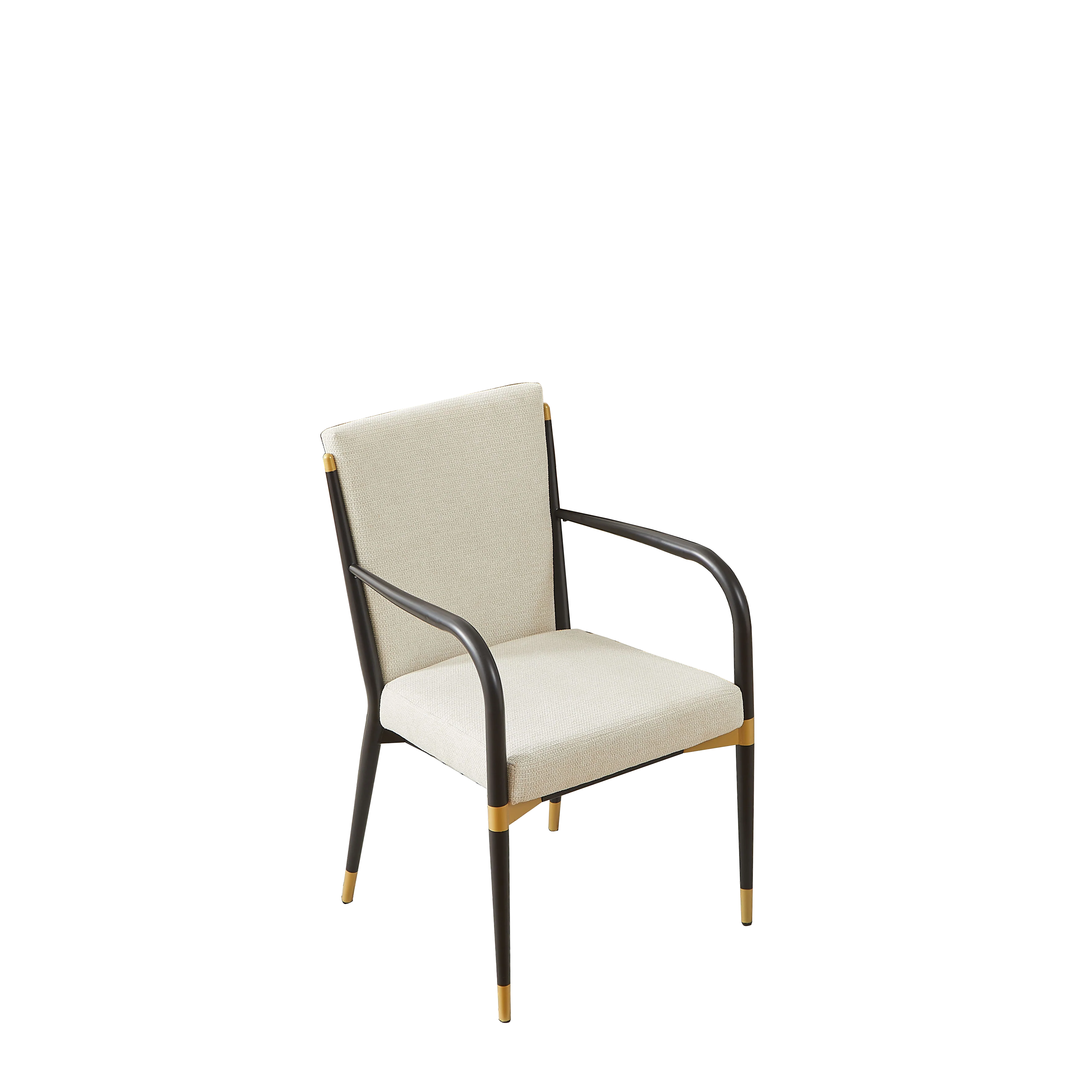 Set of 2 Dining Chairs Modern Scandinavian Upholstered Armrests - Cream Fabric - Image 10