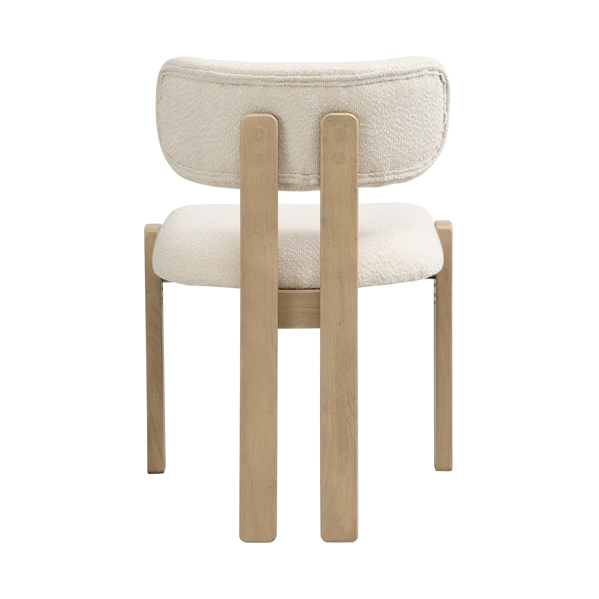 Set of 2 Solid Wood Dining Chairs Modern Bouclé Natural - Image 10
