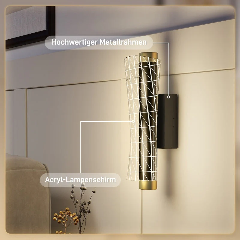 Set of 2 wall lights, dimmable LED, grid design, metal black - Image 6