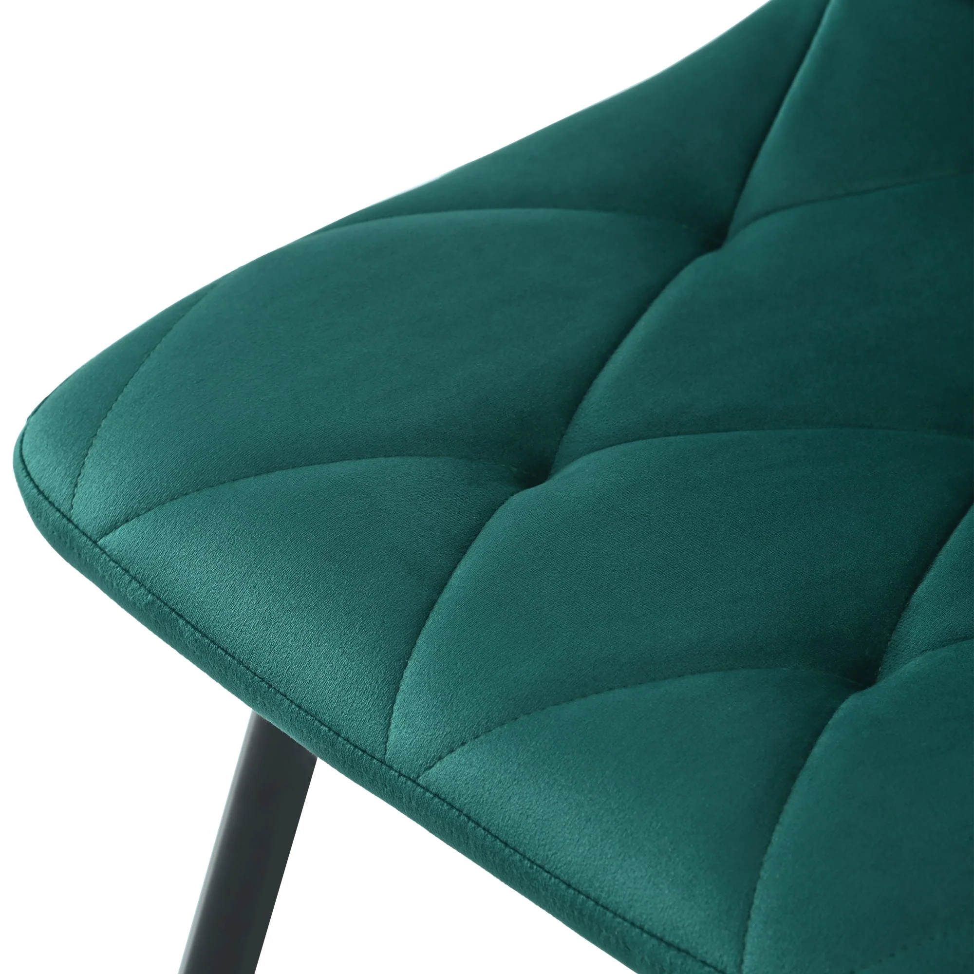 Set of 4 Dining Chairs Upholstered Designer Twill Velvet Dark Green - Image 5
