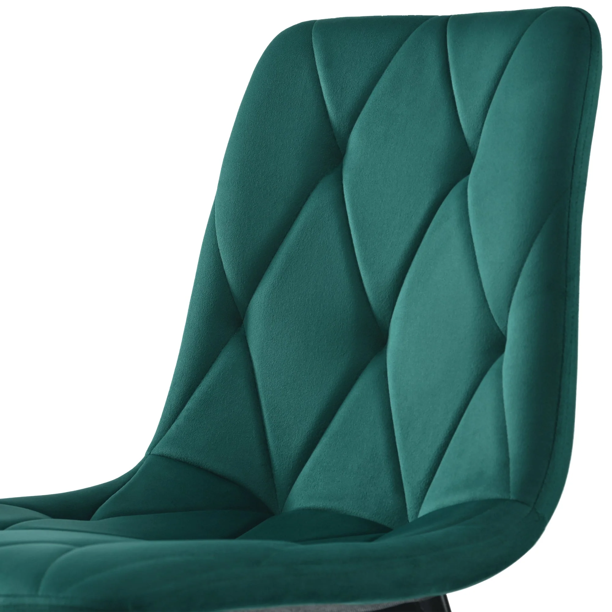 Set of 4 Dining Chairs Upholstered Designer Twill Velvet Dark Green - Image 7
