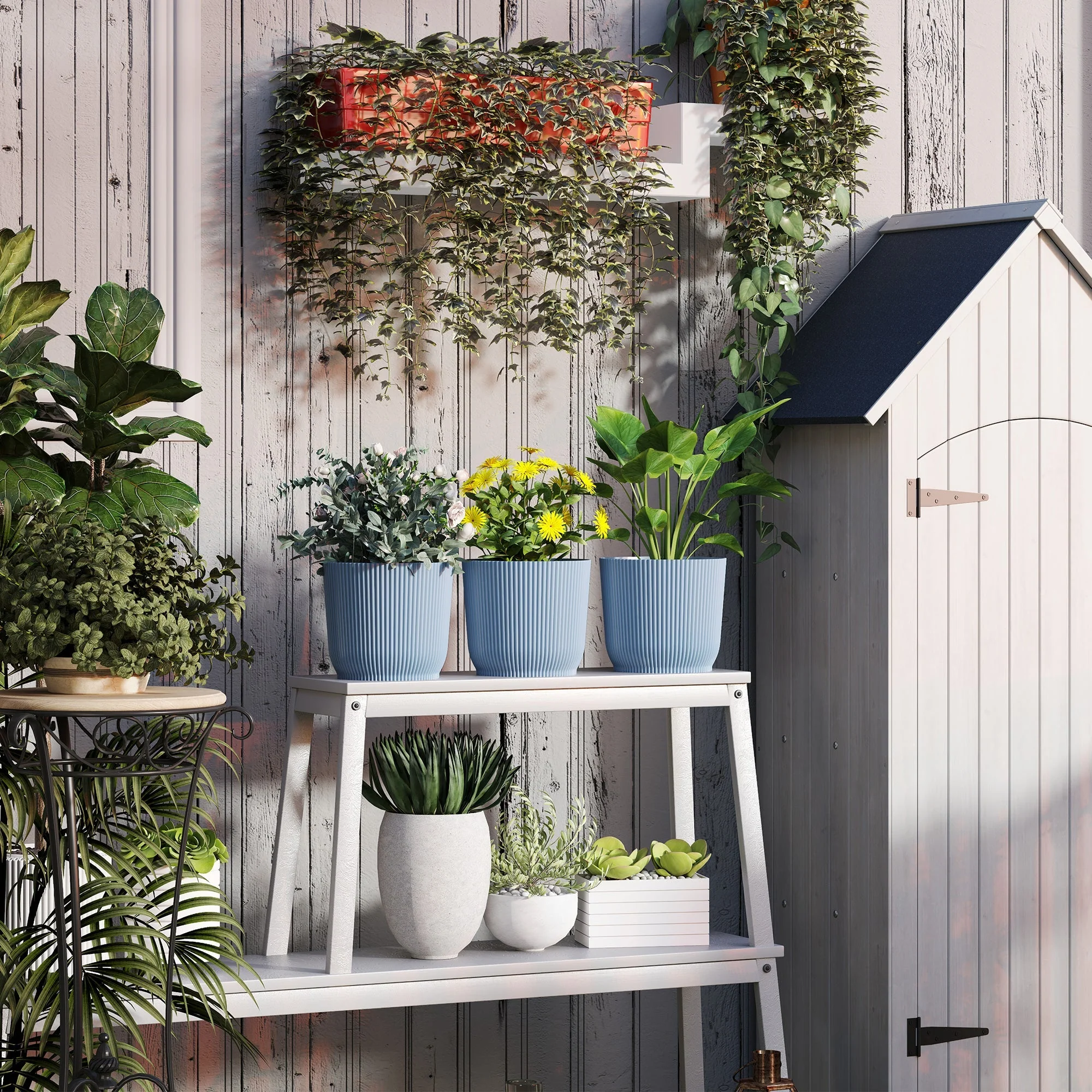 Set of Three Planters, 22cm Diameter, Blue - Image 7