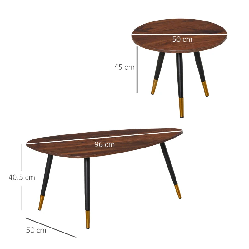 Set of Two Coffee Tables Scandinavian-Style Walnut - Image 3