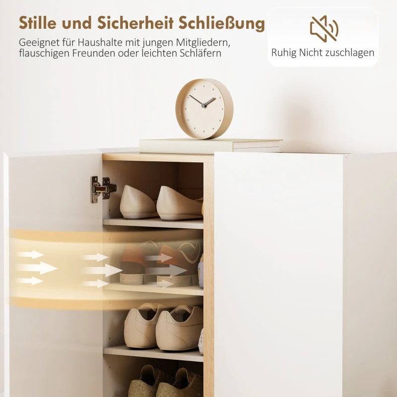 Shoe Cabinet, 6-Tier, 18 Pairs, Wood White - Image 6