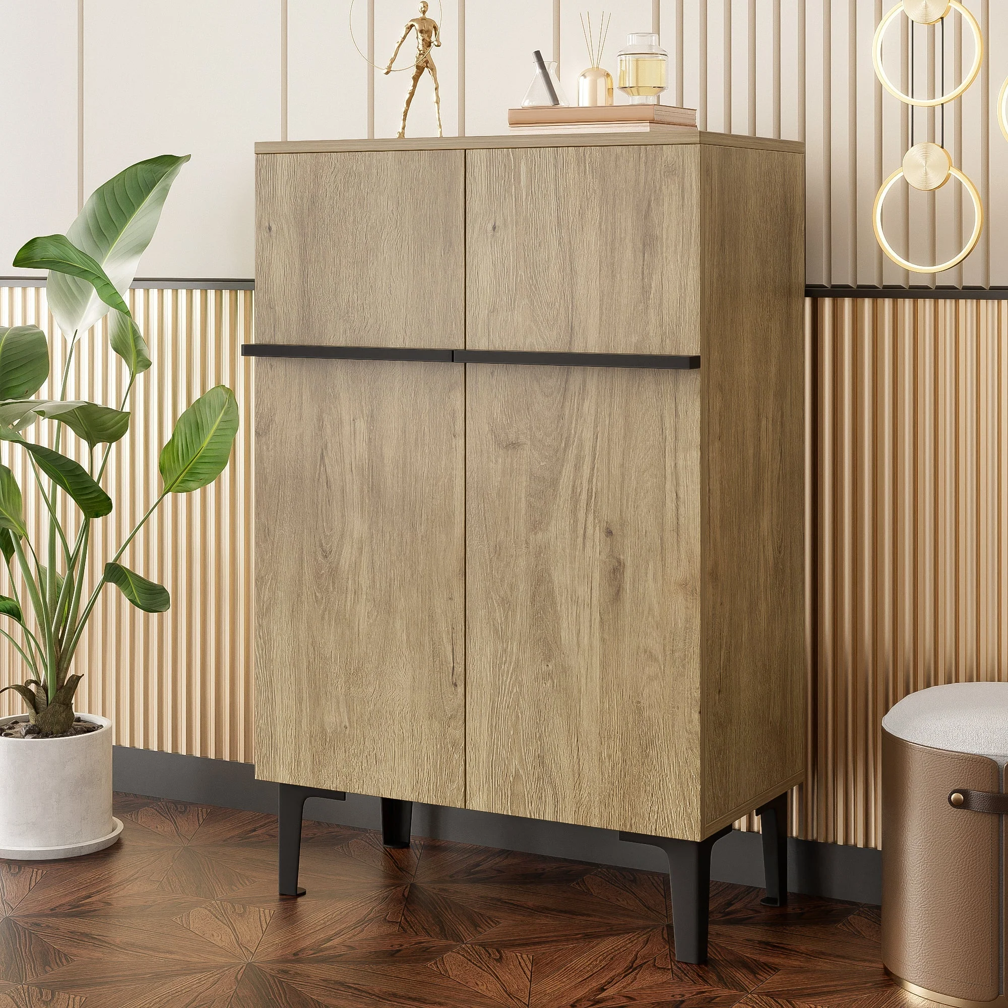 Shoe Cabinet Double Doors Adjustable Shelves - Modern 95x60x34.5cm - Image 6
