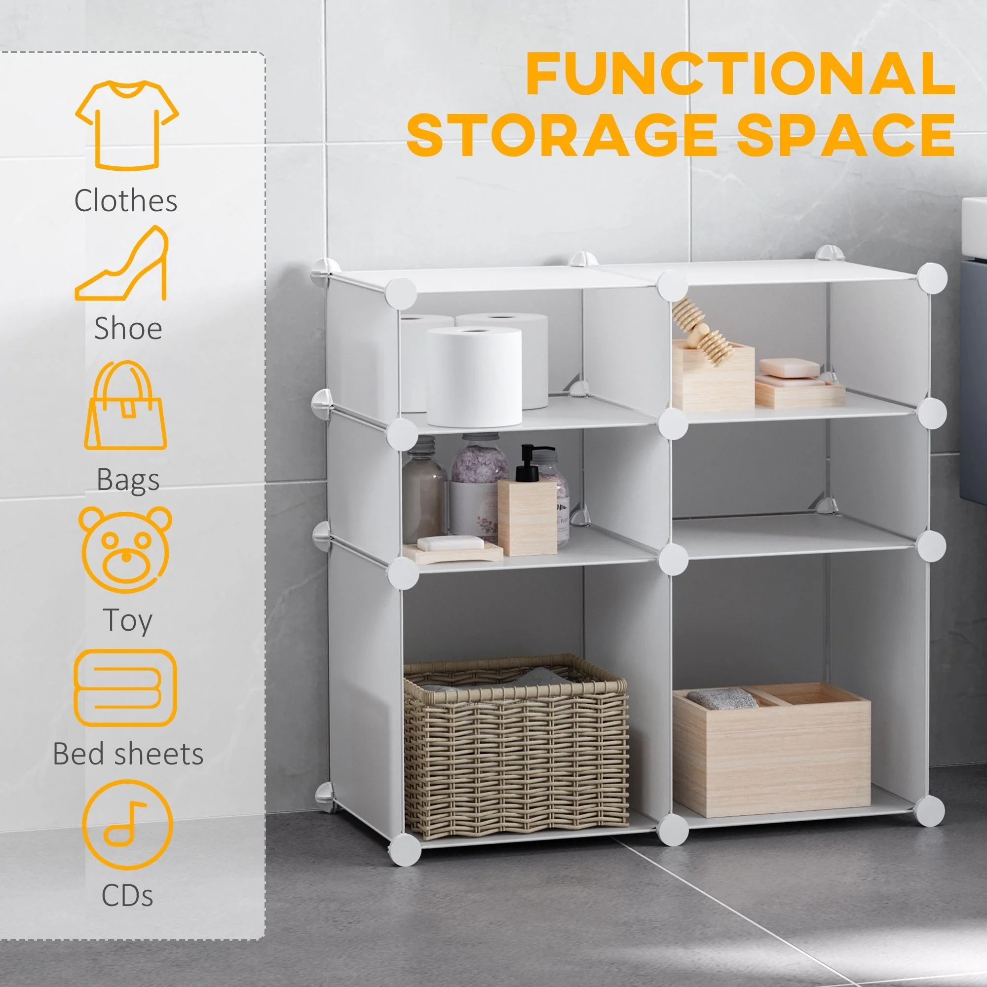 Shoe Cabinet Shelf, Storage Boxes, Plastic and Steel, White - Image 5