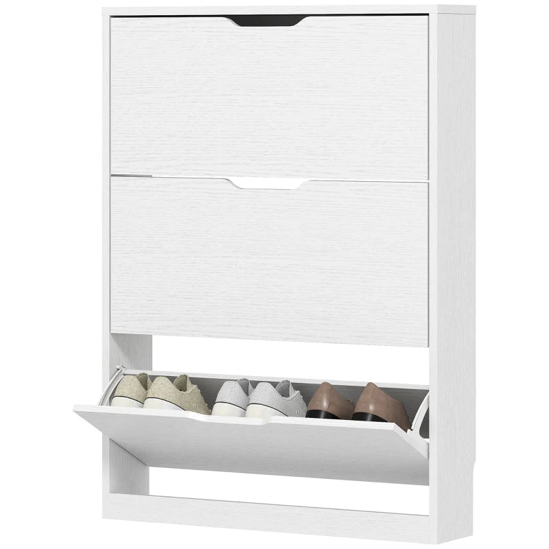 Shoe Cabinet with 3 Doors, Narrow, White - Image 2