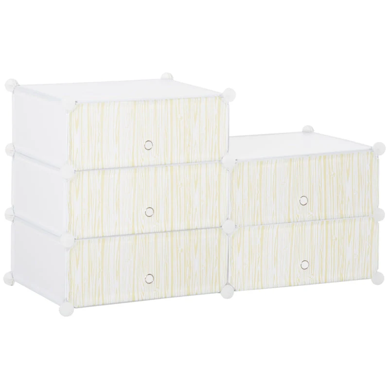 Shoe Rack, 6 Pairs, DIY Storage, Plastic White - Image 2