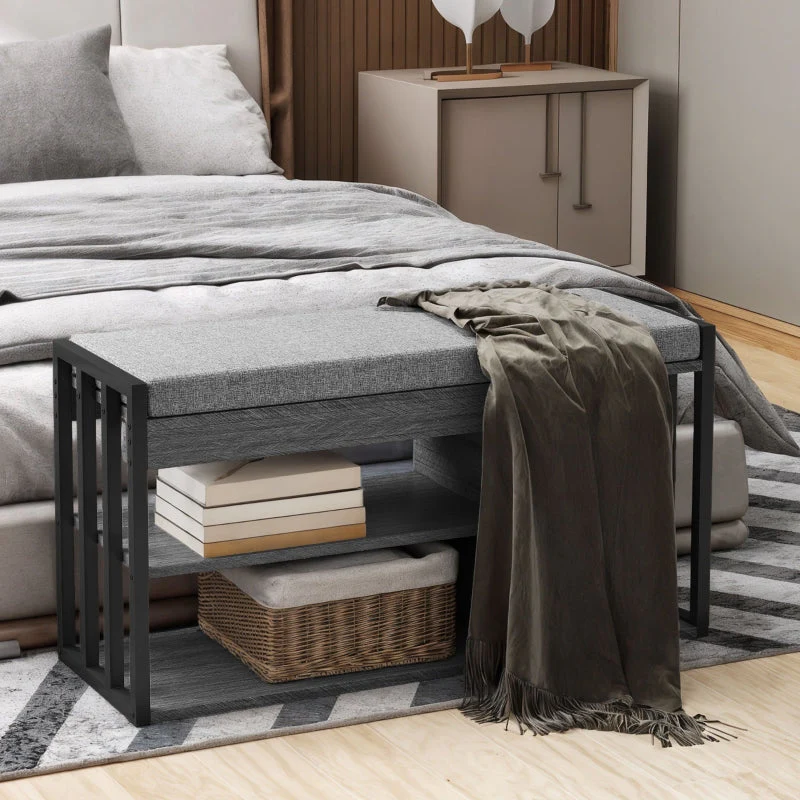 Shoe Rack Bench, 3-Tier Design, Gray - Image 6