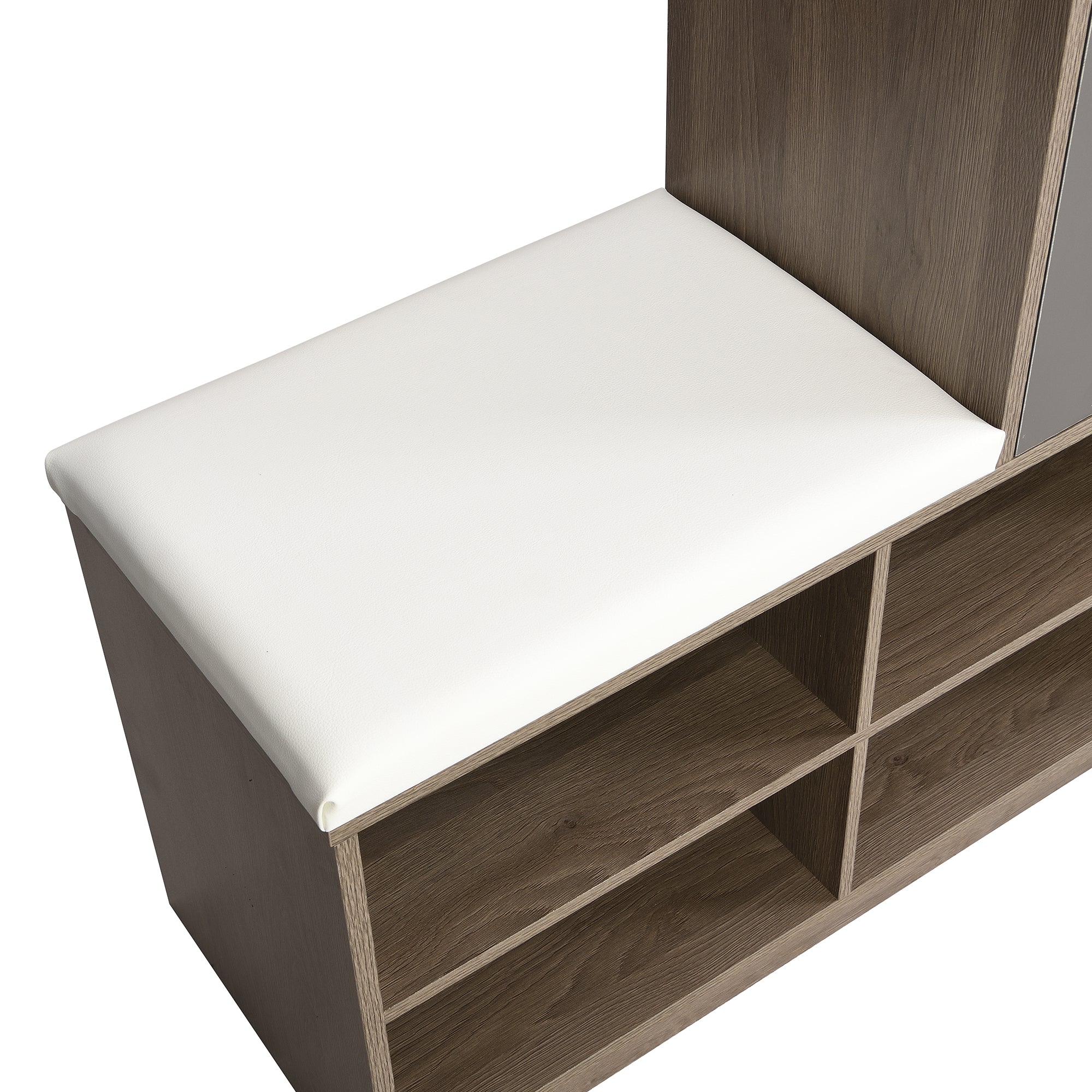 Shoe Storage Bench and Cabinet with Padded Seat, Adjustable Shelves, white - Image 11