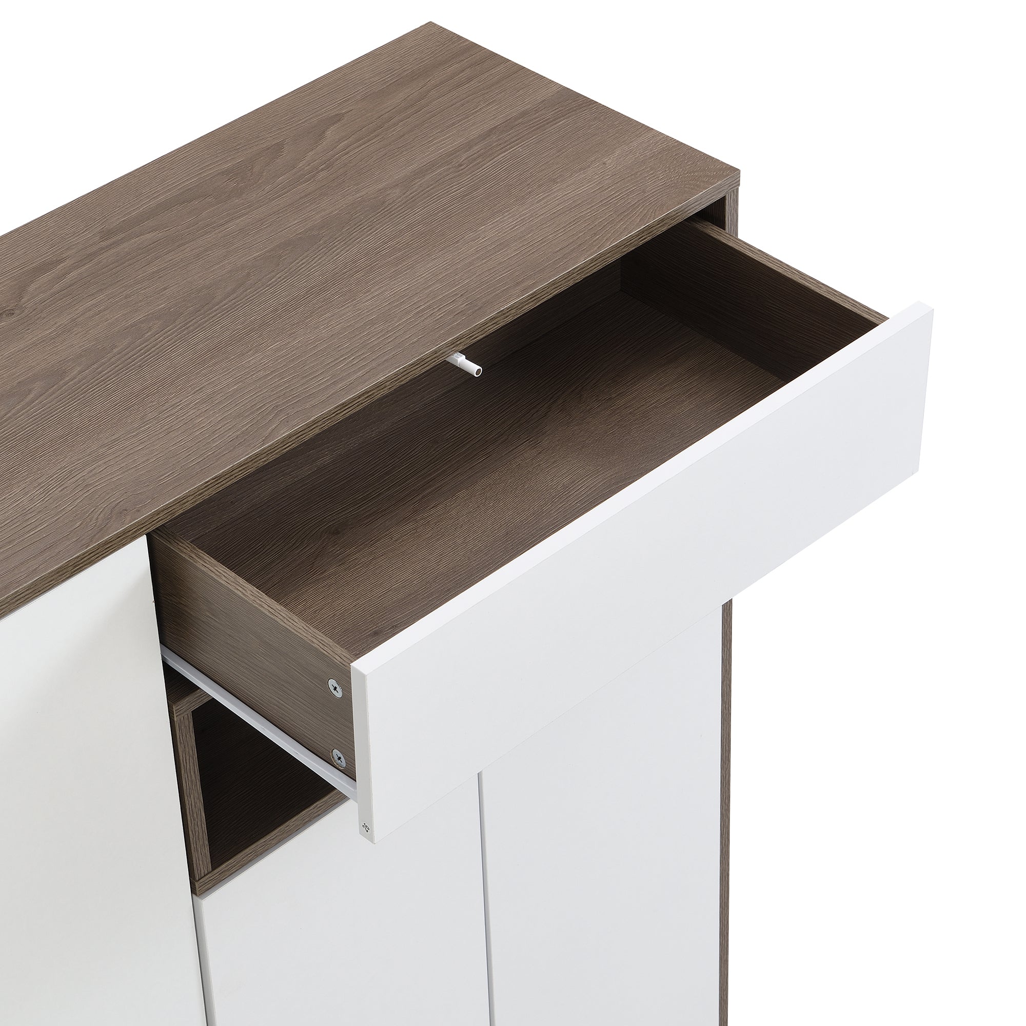 Shoe Storage Bench and Cabinet with Padded Seat, Adjustable Shelves, white - Image 12