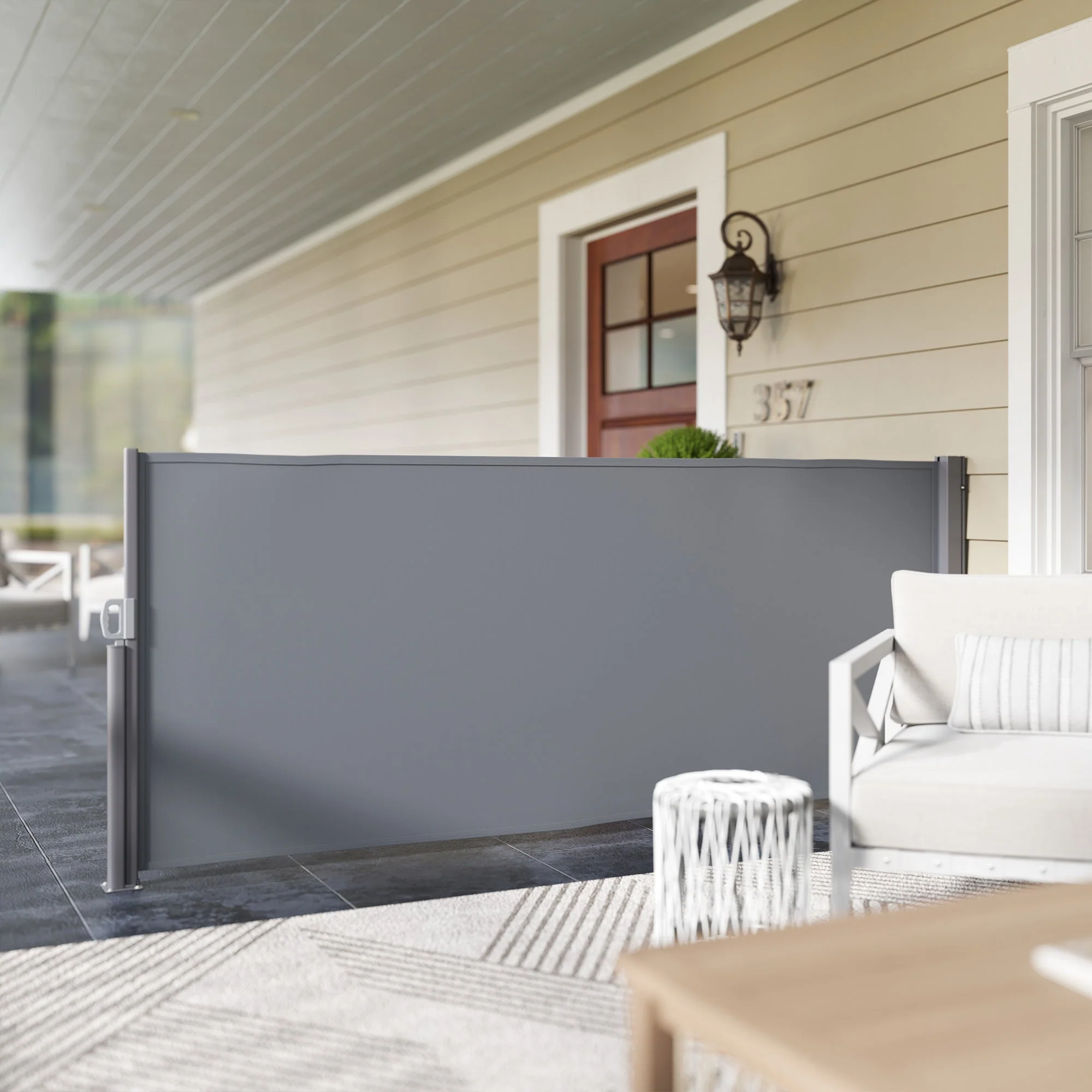 Side Awning, Extendable Privacy Screen, Wall Bracket, 300x140cm, Dark Gray - Image 8