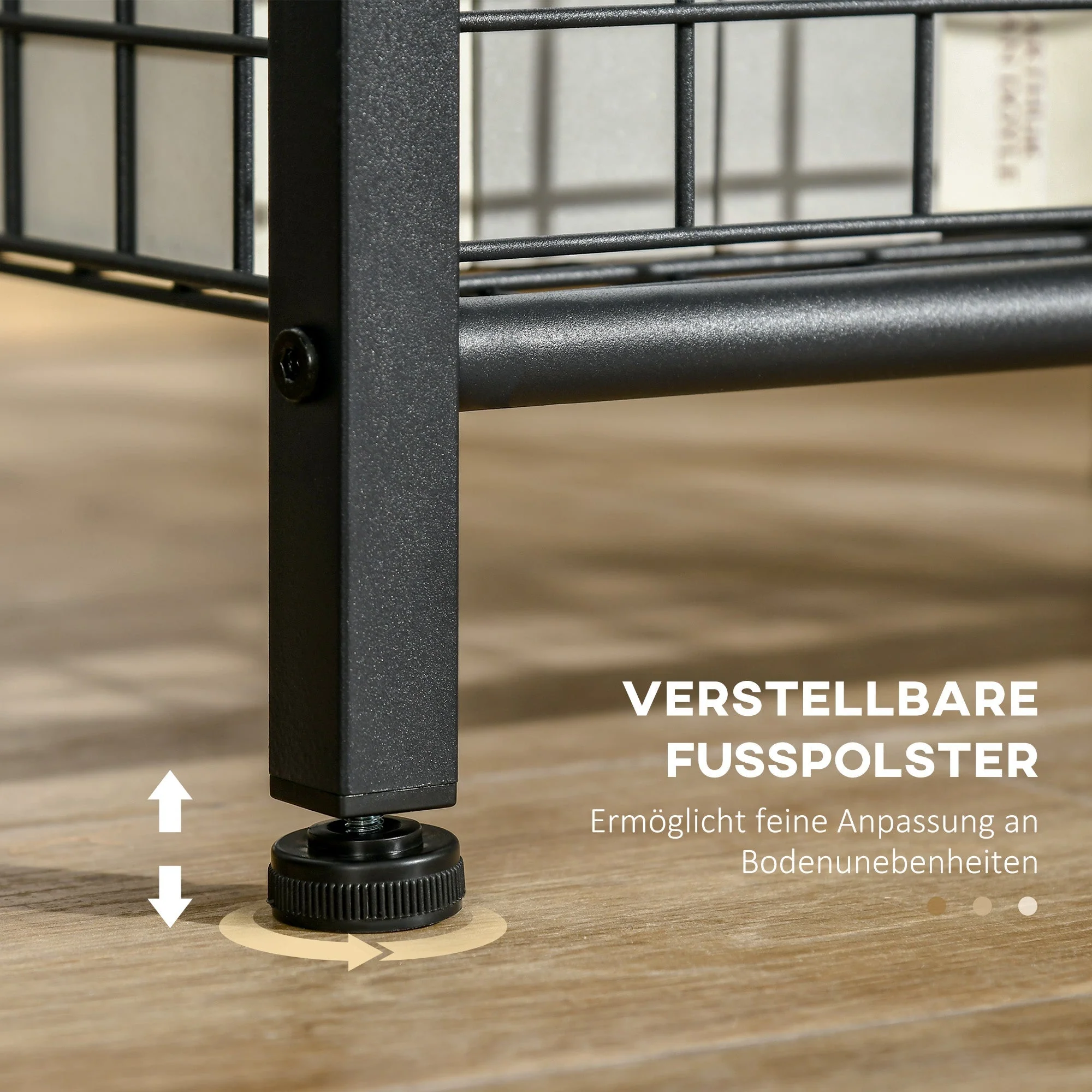 Side Table, 2-Tier Coffee Table, 40 x 40 x 50 cm, Tempered Glass Steel, Black - Image 6