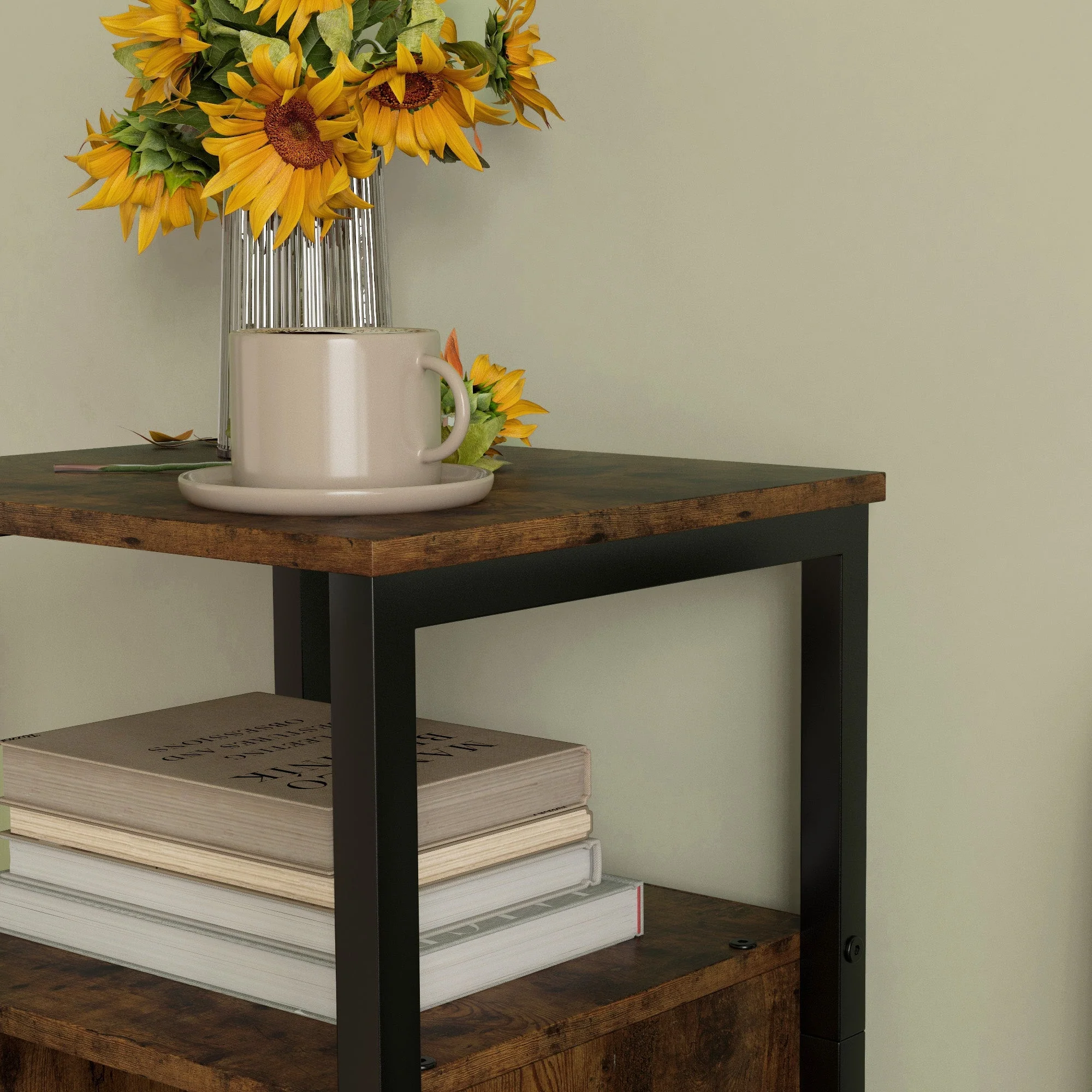 Side table, coffee table with adjustable shelf, industrial design, rustic brown - Image 8