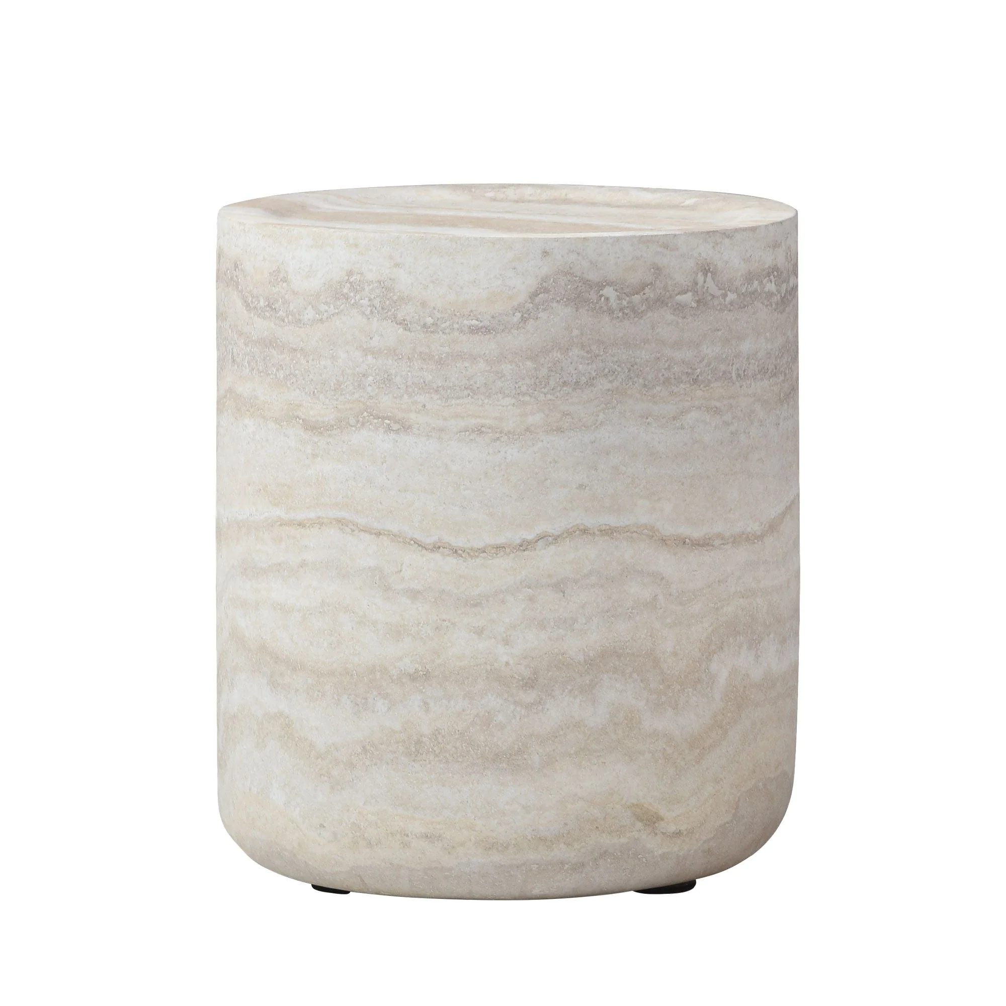 Side Table - Compact Textured Cylinder 40x40x45cm - Off-White Fiberglass - Image 3