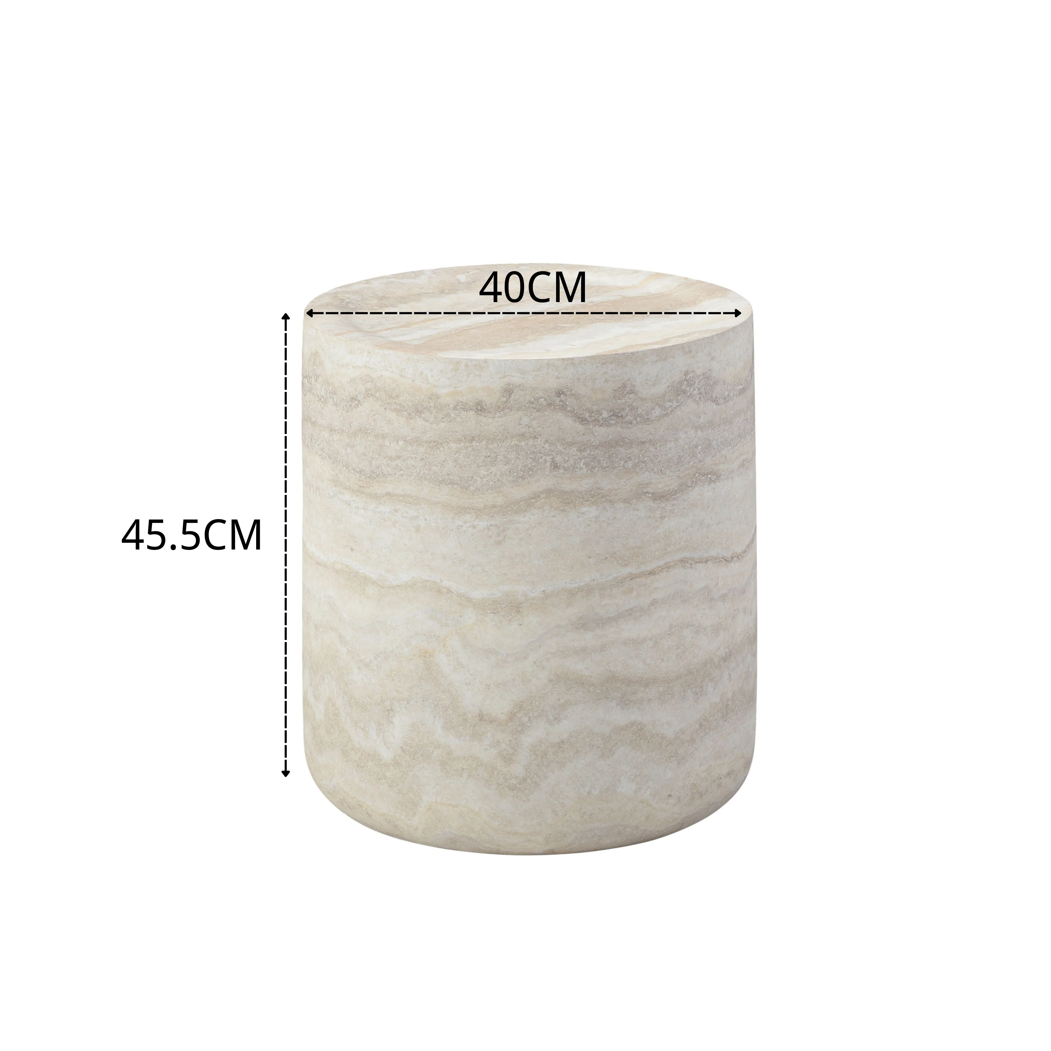 Side Table - Compact Textured Cylinder 40x40x45cm - Off-White Fiberglass - Image 7