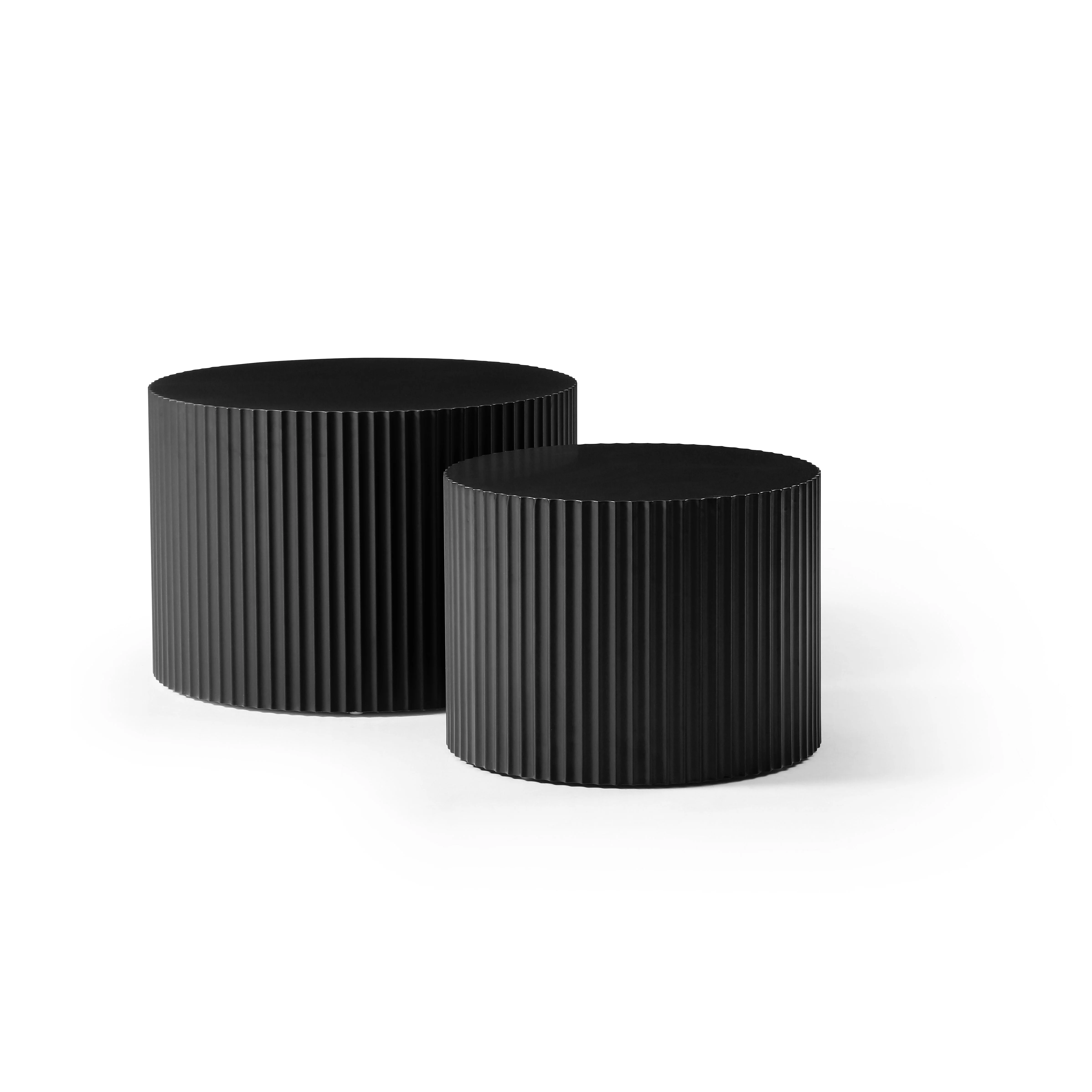 Side Table Set 2-Piece Nesting Wavy Edge 60x40/48x35 - Black Matte - Image 2