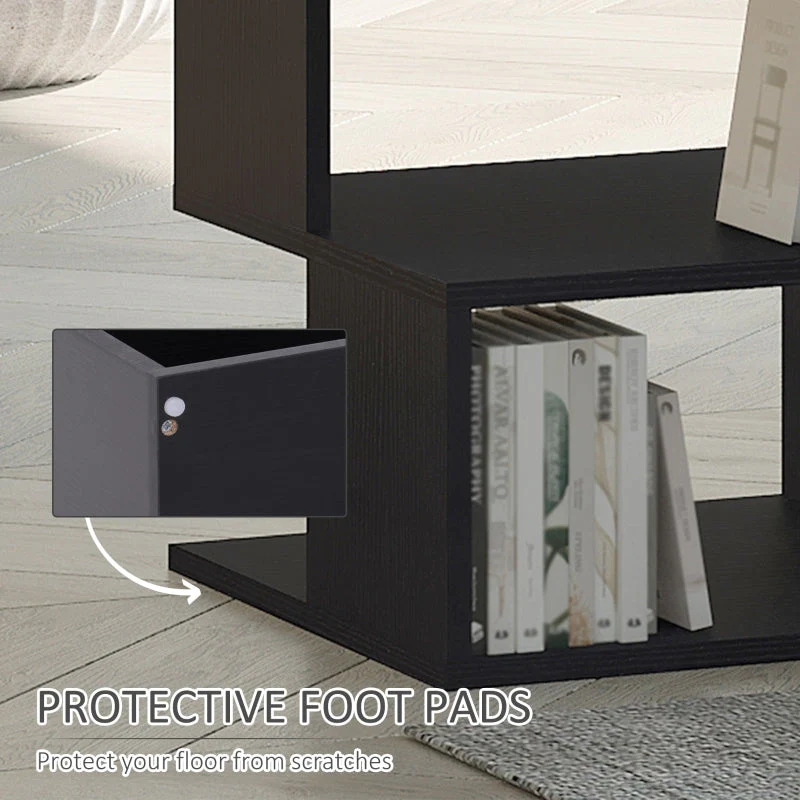 Side Table Square Modern 2-Tier Storage Shelves Black - Image 6
