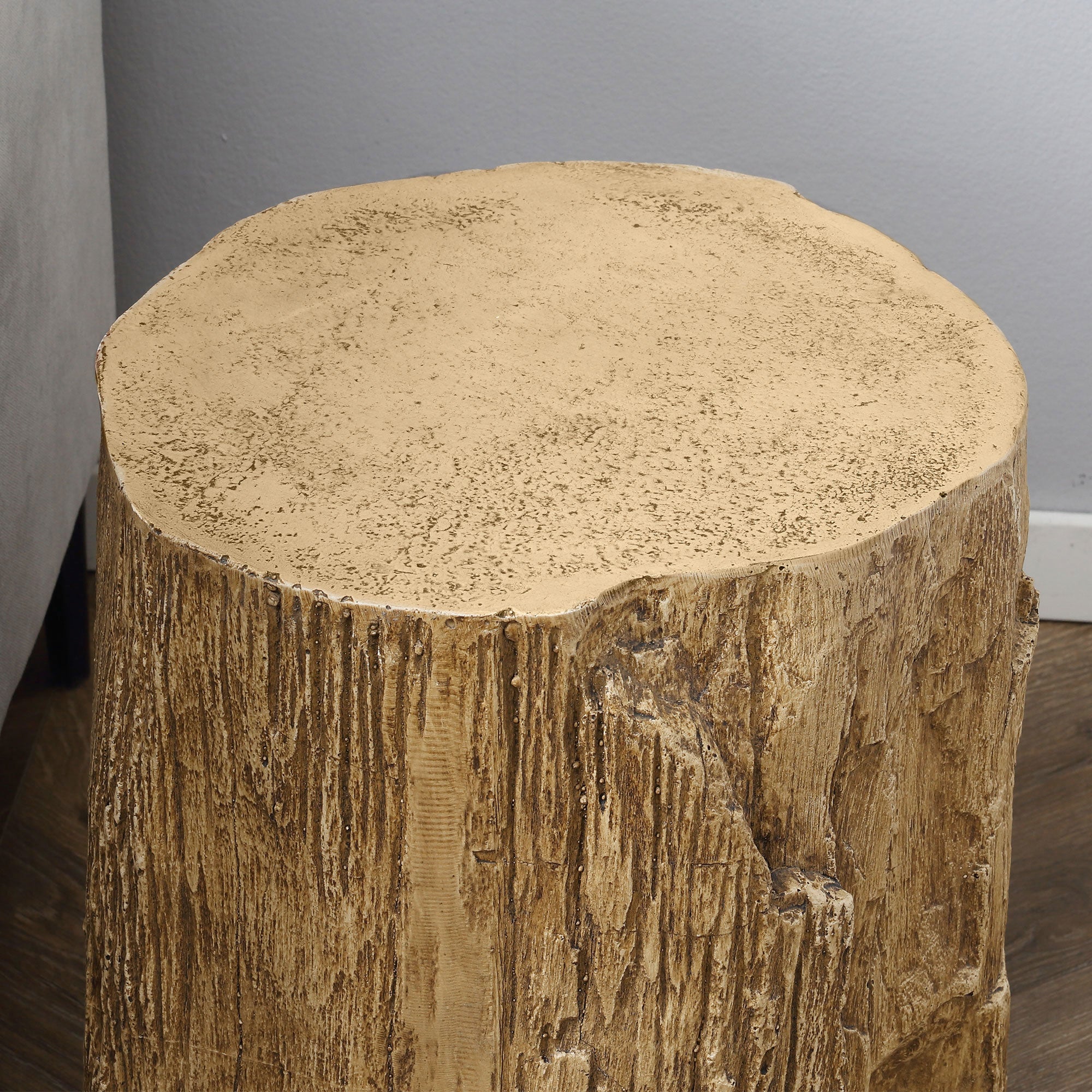 Side Table Tree Stump Look Adjustable Feet Waterproof, 37x37x43 cm - Image 7