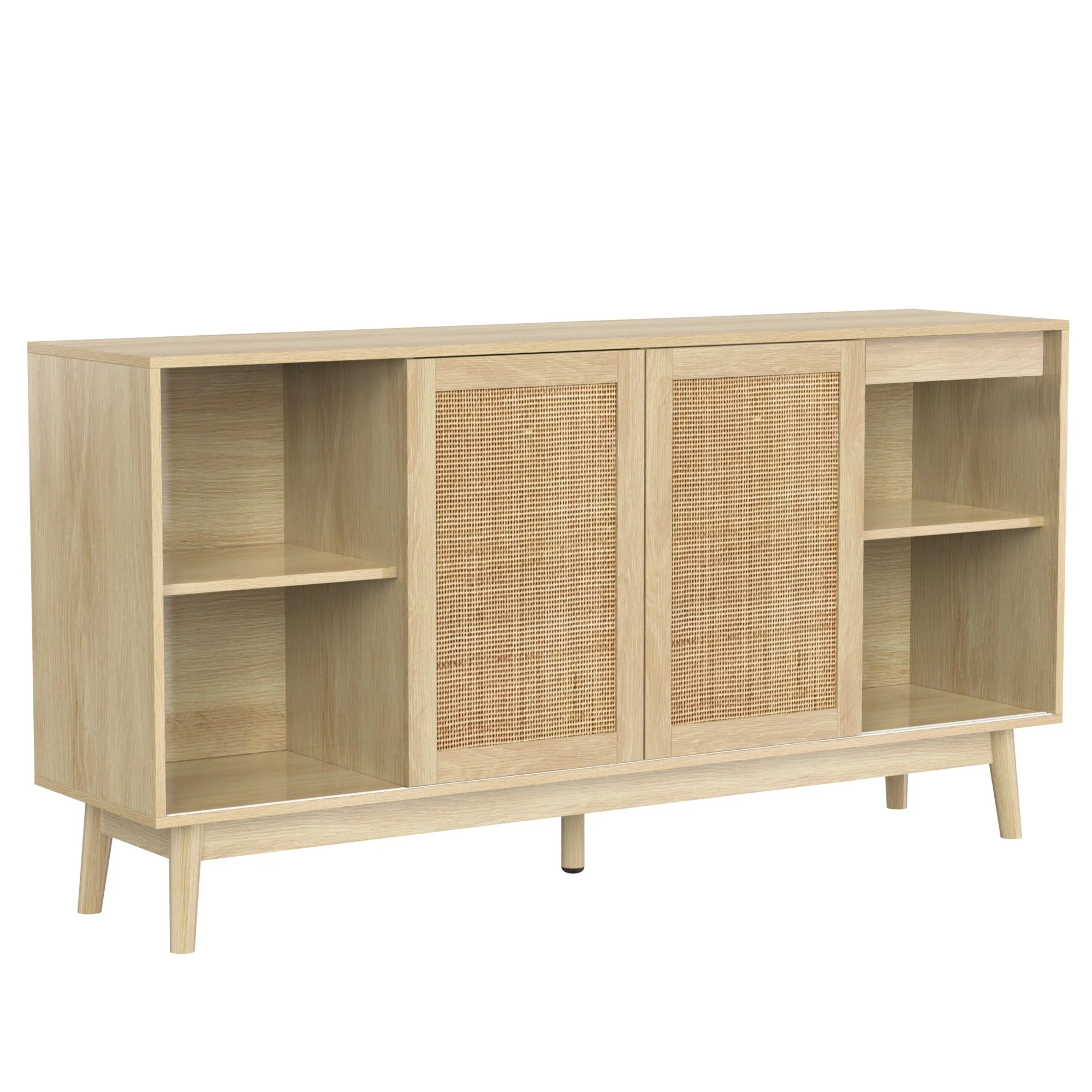 Sideboard 3 Sliding Doors 2 Drawers 155x38x80cm Genuine Rattan - Image 2
