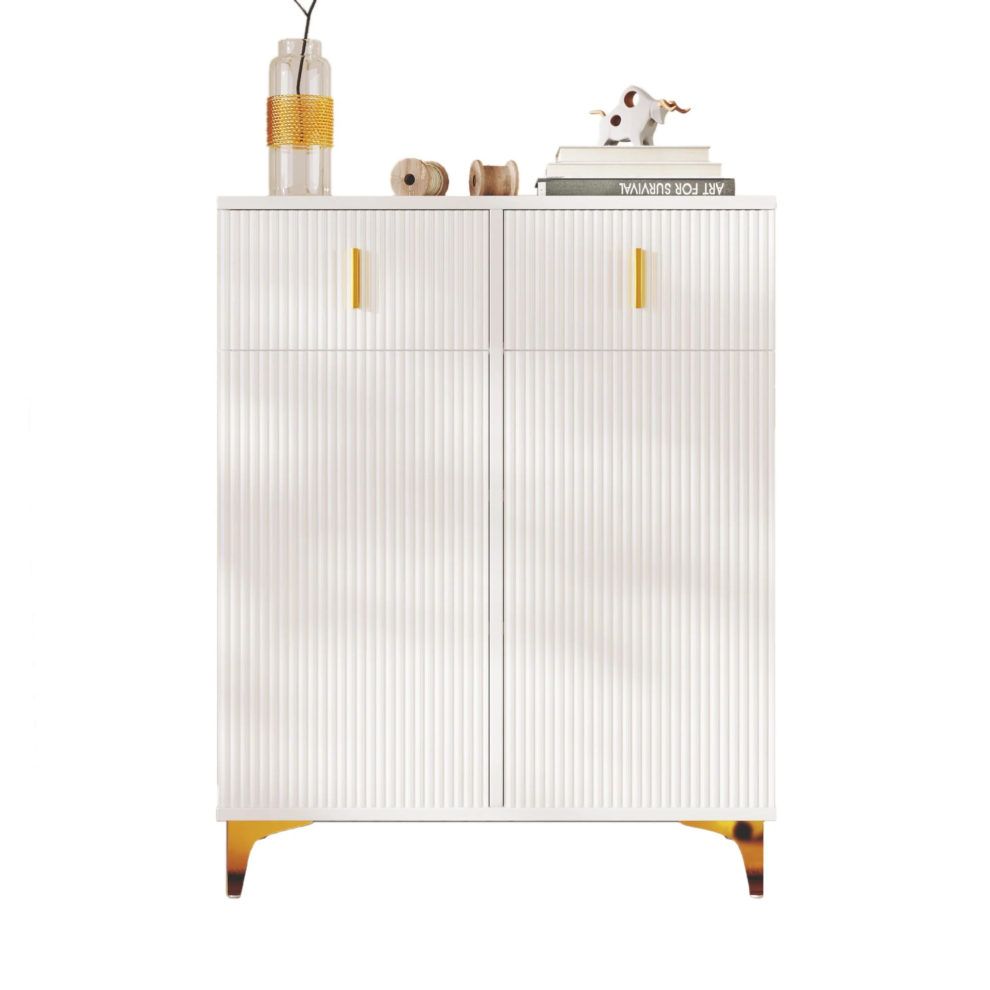 Sideboard, Adjustable Shelves with Drawers, White - Image 3