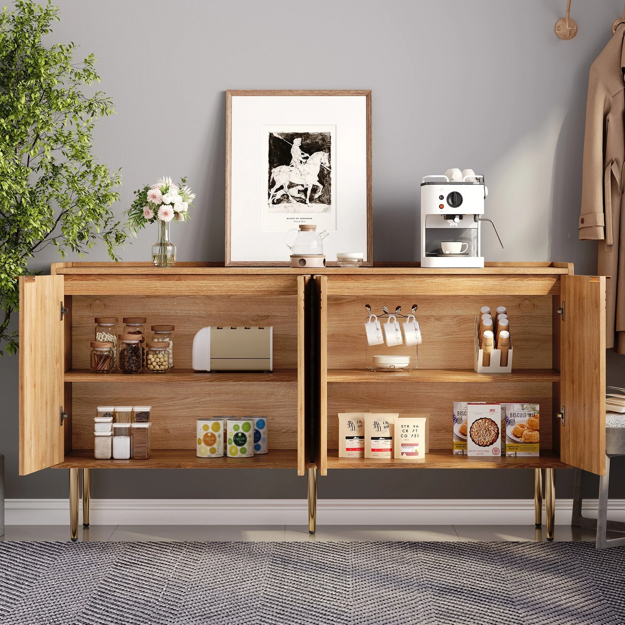 Sideboard Buffet Cabinet Storage 140x38x75cm - Modern Simple - Image 4