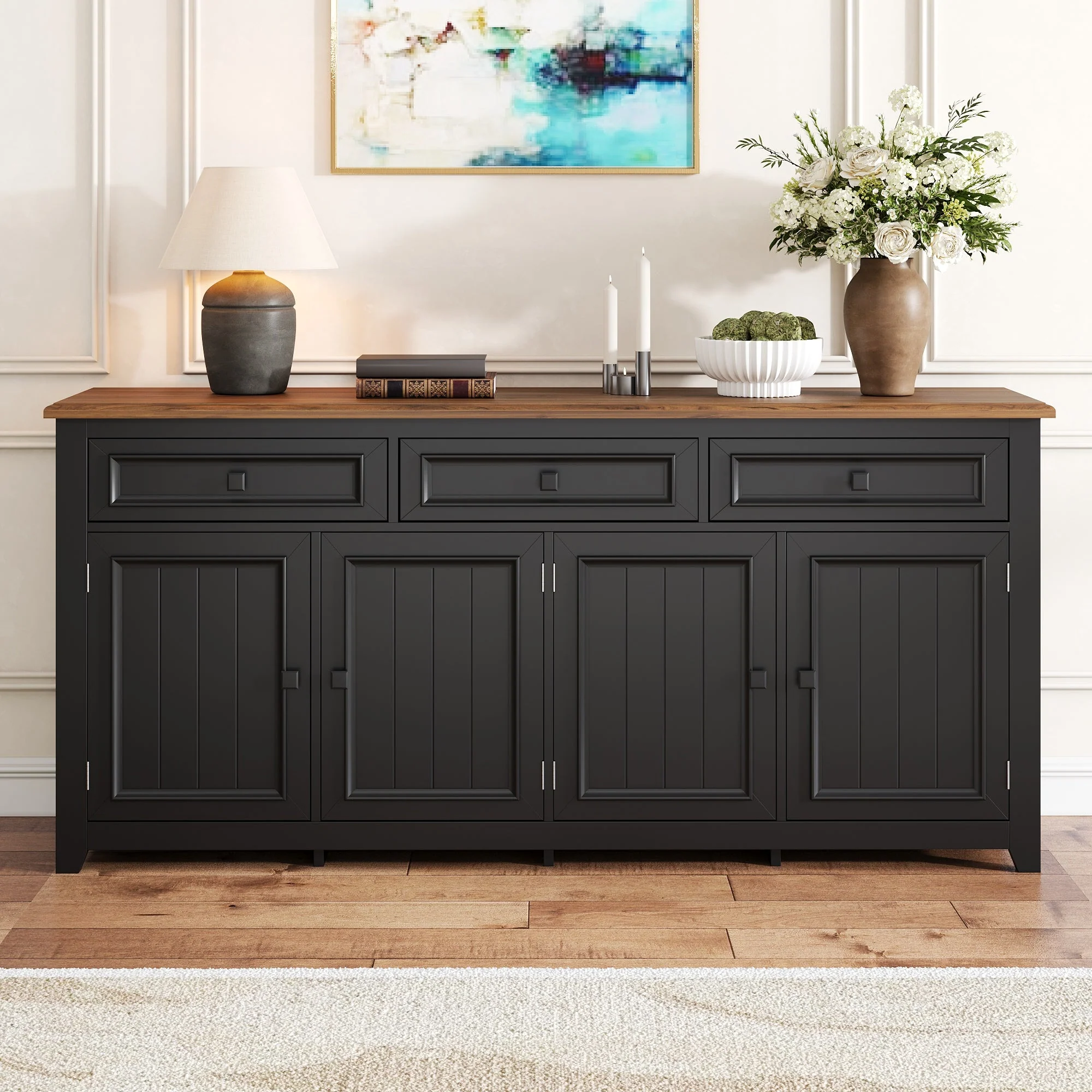 Sideboard Cabinet, Buffet Storage Set, 160L x 35W x 76H (cm), Modern Simple