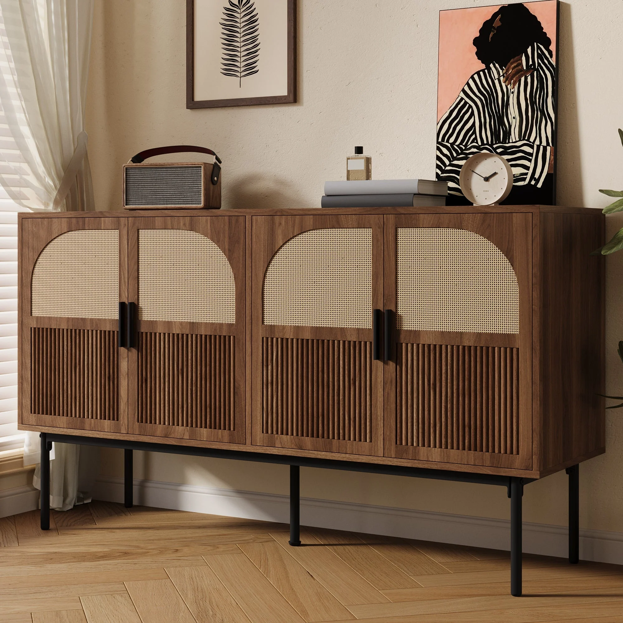 Sideboard Cabinet Buffet Storage Set Modern 140x40x80cm - Image 5