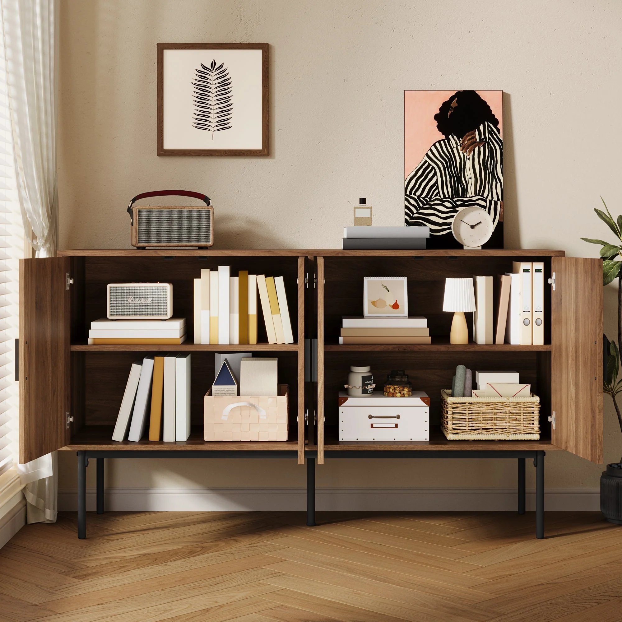 Sideboard Cabinet Buffet Storage Set Modern 140x40x80cm - Image 6