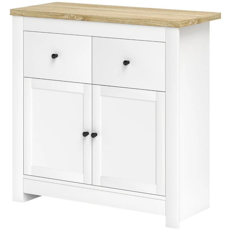 Sideboard Kitchen Cabinet, 2 Drawers, Soft-Close, Adjustable Shelf, White - Image 2