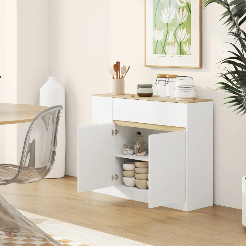 Sideboard, Kitchen Cabinet with Drawer, Adjustable Shelf, White - Image 8