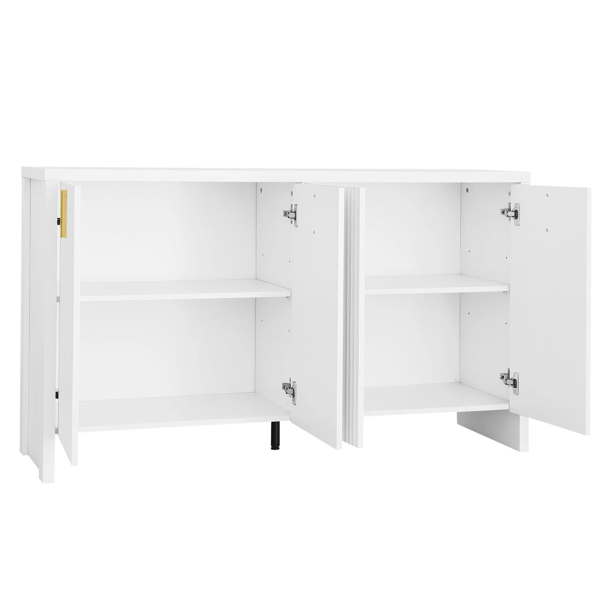 Sideboard, Minimalist with Golden Handles & Adjustable Dividers, White - Image 10