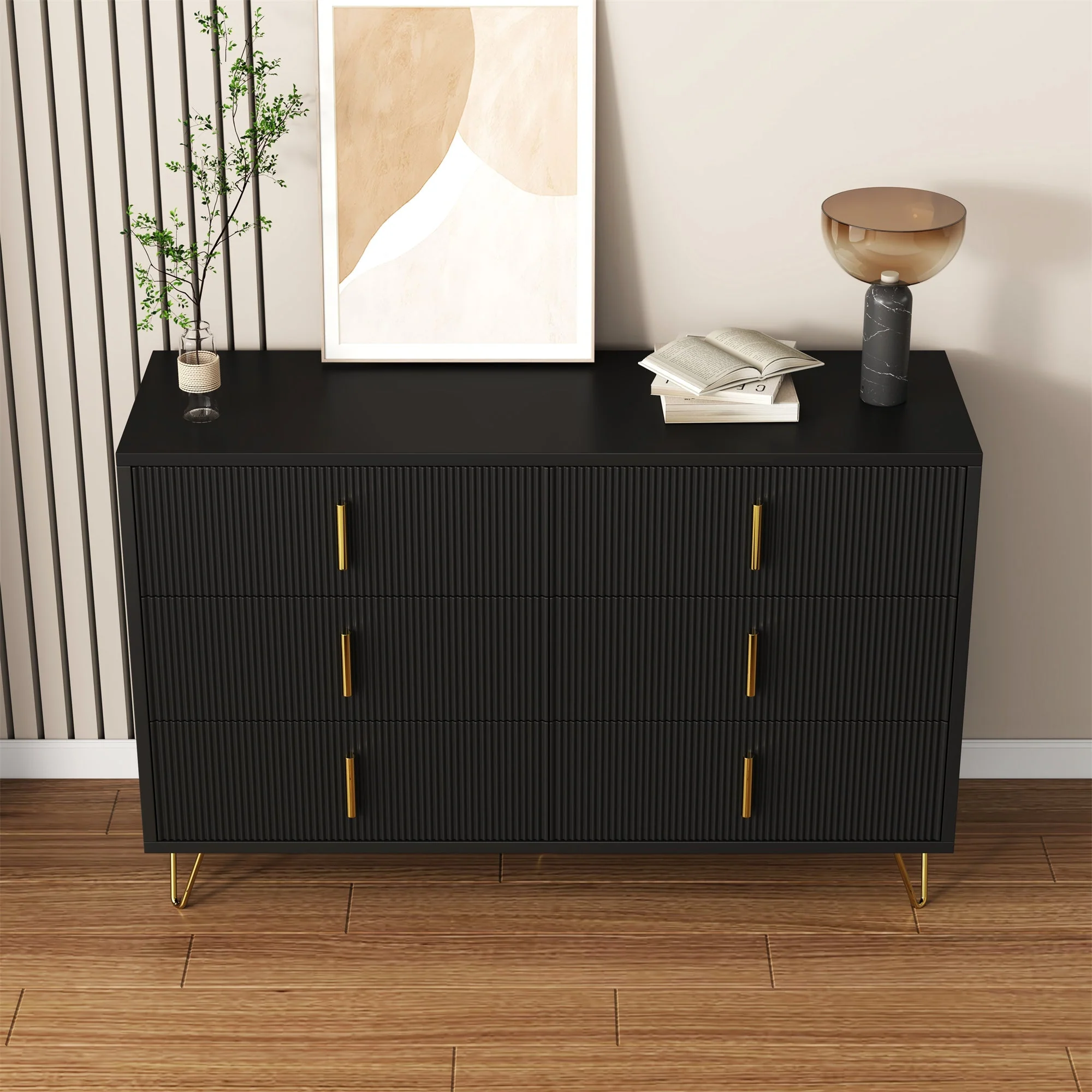 Sideboard, Modern Chest of Drawers, Golden Handles - Image 4
