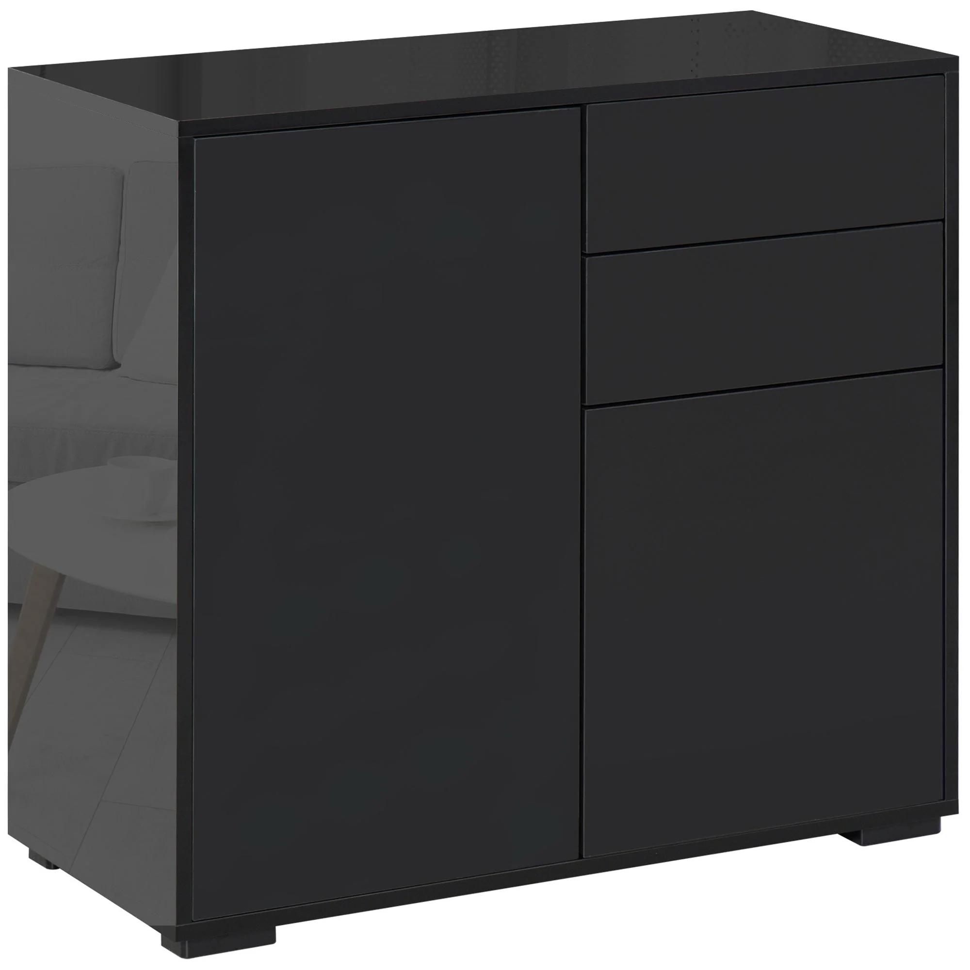 Sideboard Storage Cabinet with 2 Drawers & 2 Doors Black - Image 2
