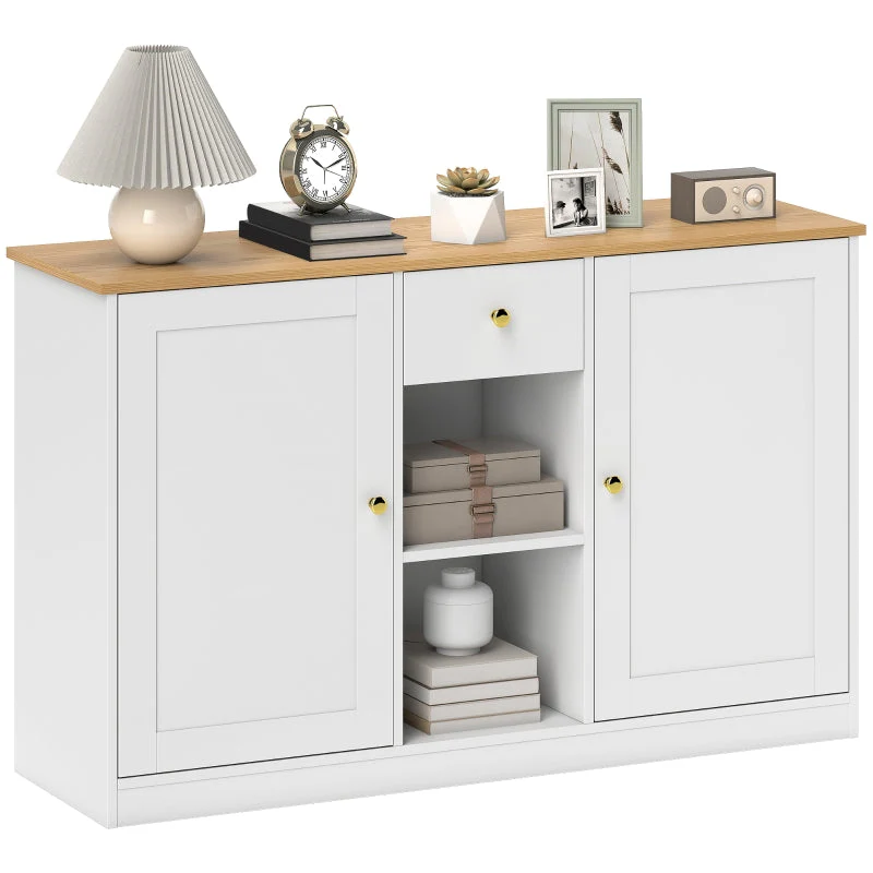 Sideboard Storage Cabinet with Drawer, 2 Doors, 2 Open Shelves, White - Image 8