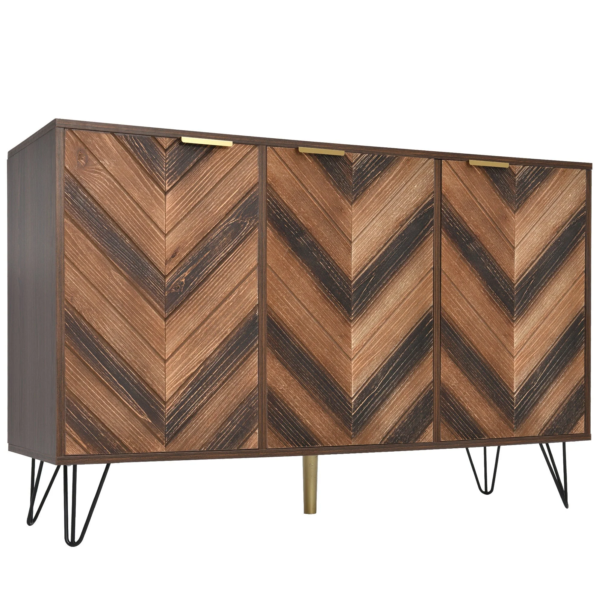 Sideboard, Three Doors, Solid Wood Veneer with Golden G - Image 9