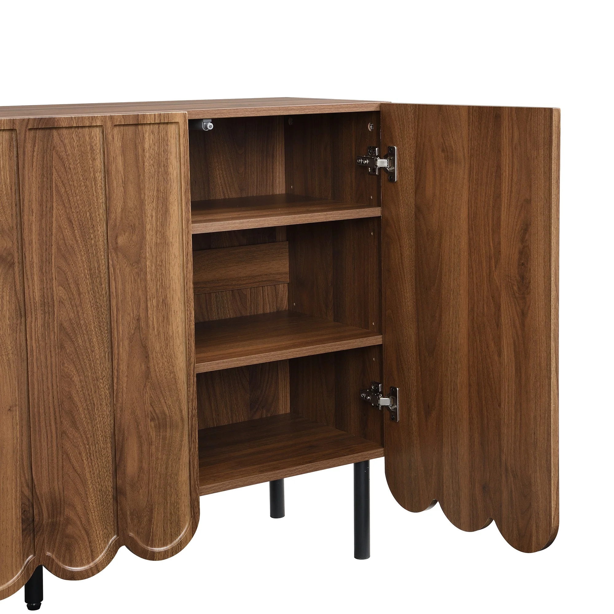 Sideboard - Wave Doors, Handleless, Adjustable Shelves, 120x35x80 cm - Wood - Image 9