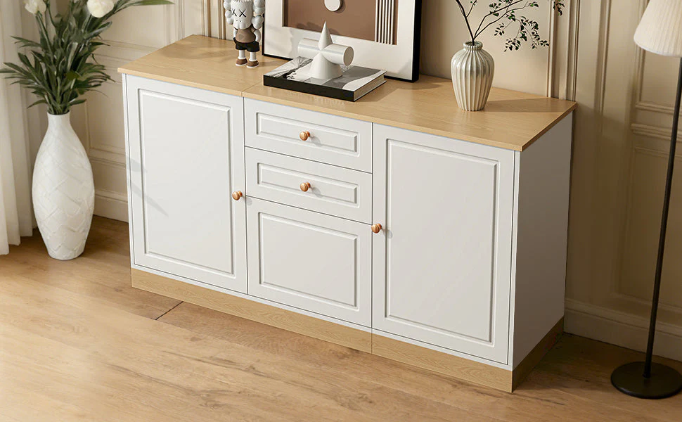Sideboard with 3 Doors and 2 Drawers, Multifunctional Storage Furniture - Image 7