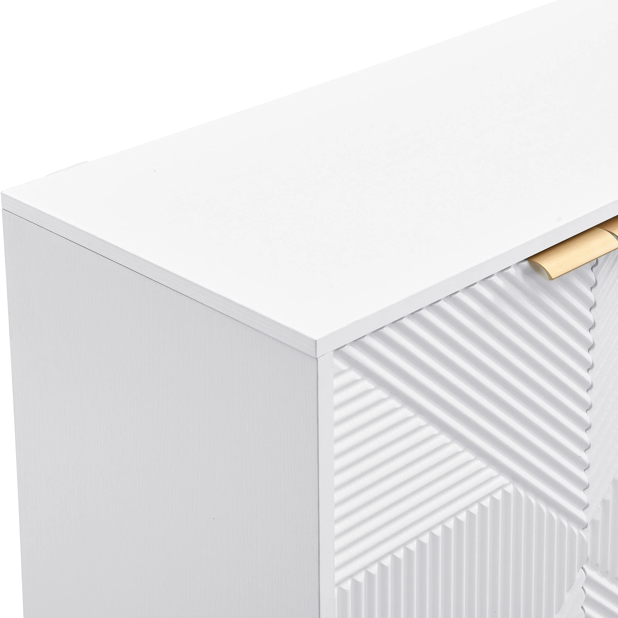 Sideboard with Four Molded Doors and Adjustable Shelves, Wood and Metal - Image 6