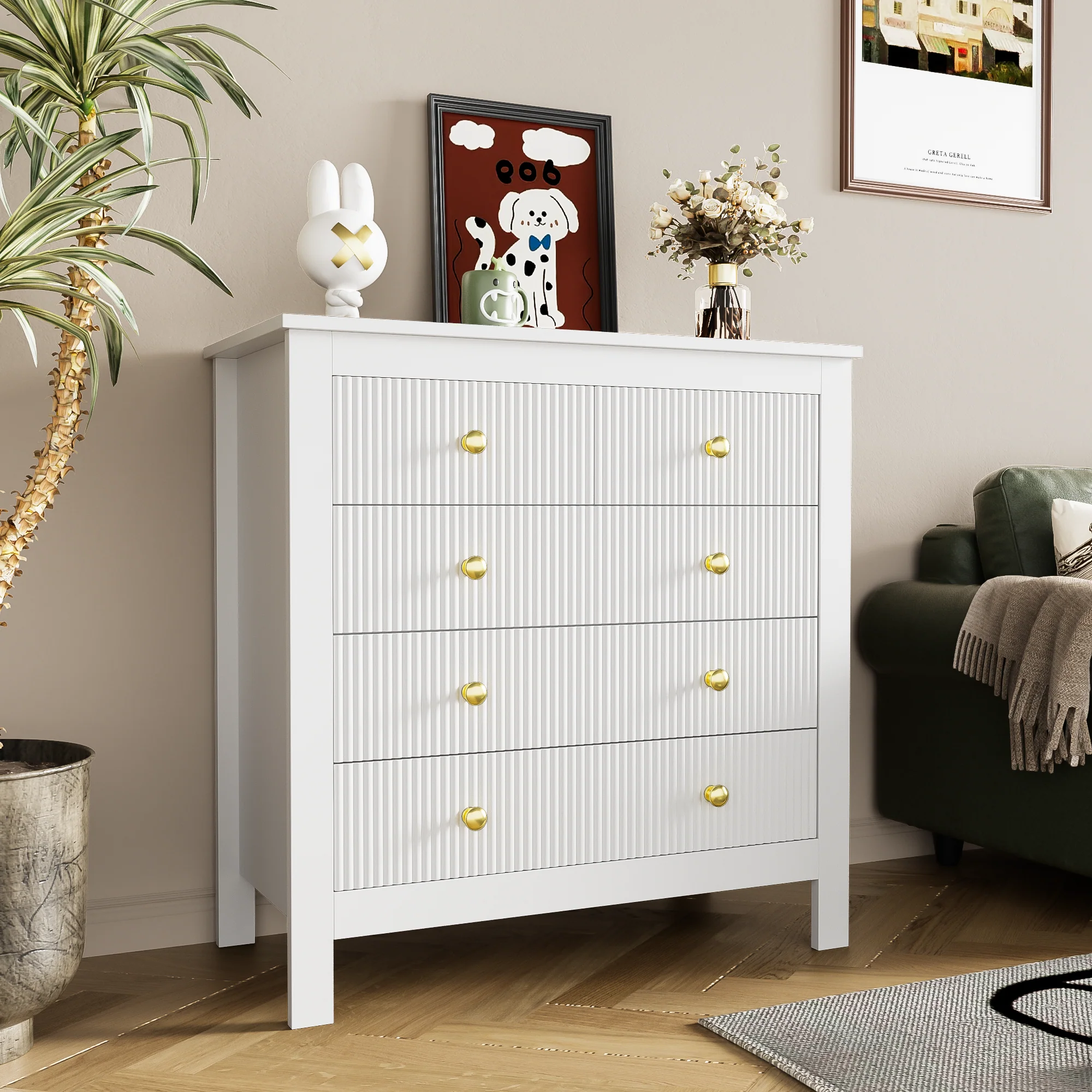 Sideboard with Special Doors & Gold Handles, Shoe Cabinet/Dressing Table - Image 6