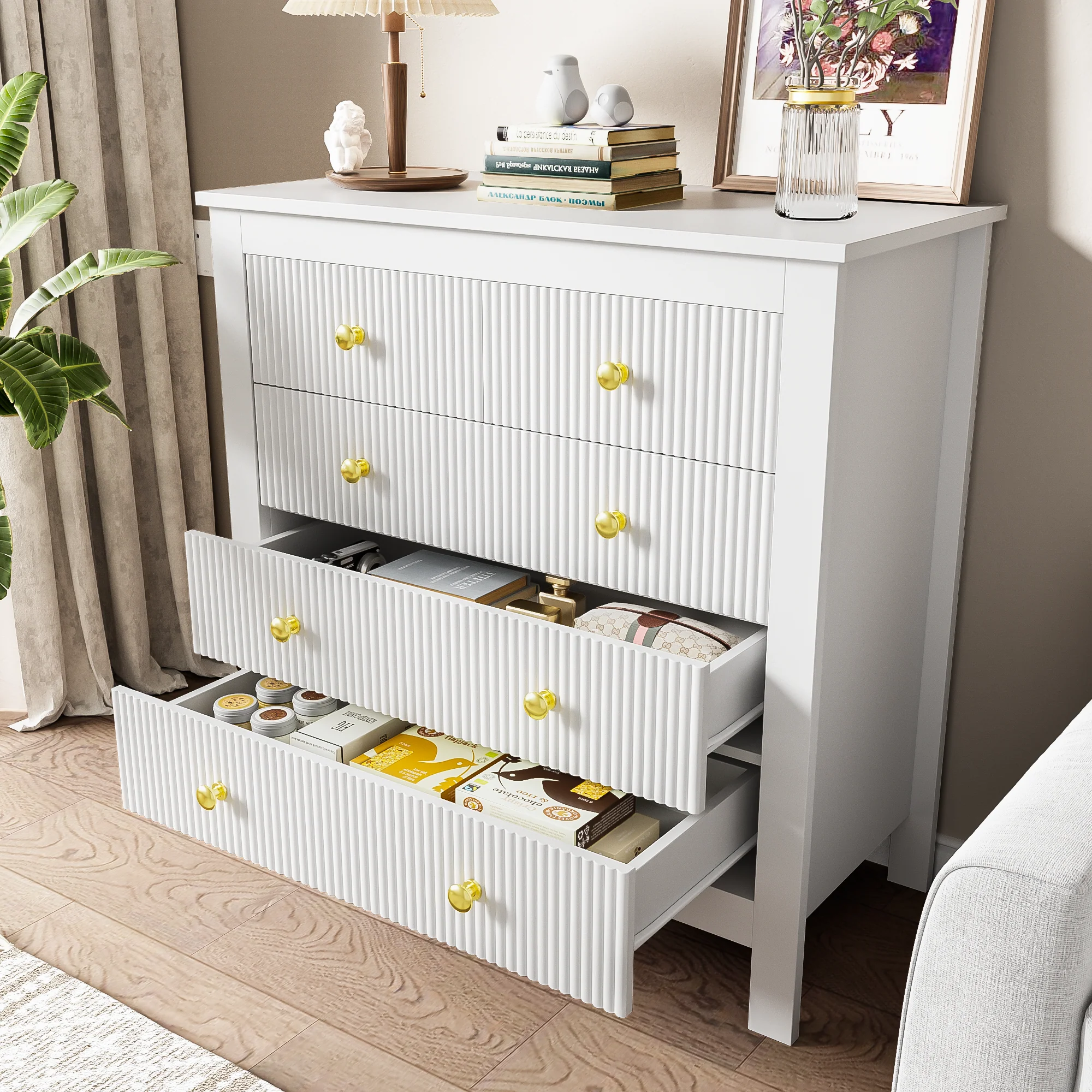 Sideboard with Special Doors & Gold Handles, Shoe Cabinet/Dressing Table - Image 7