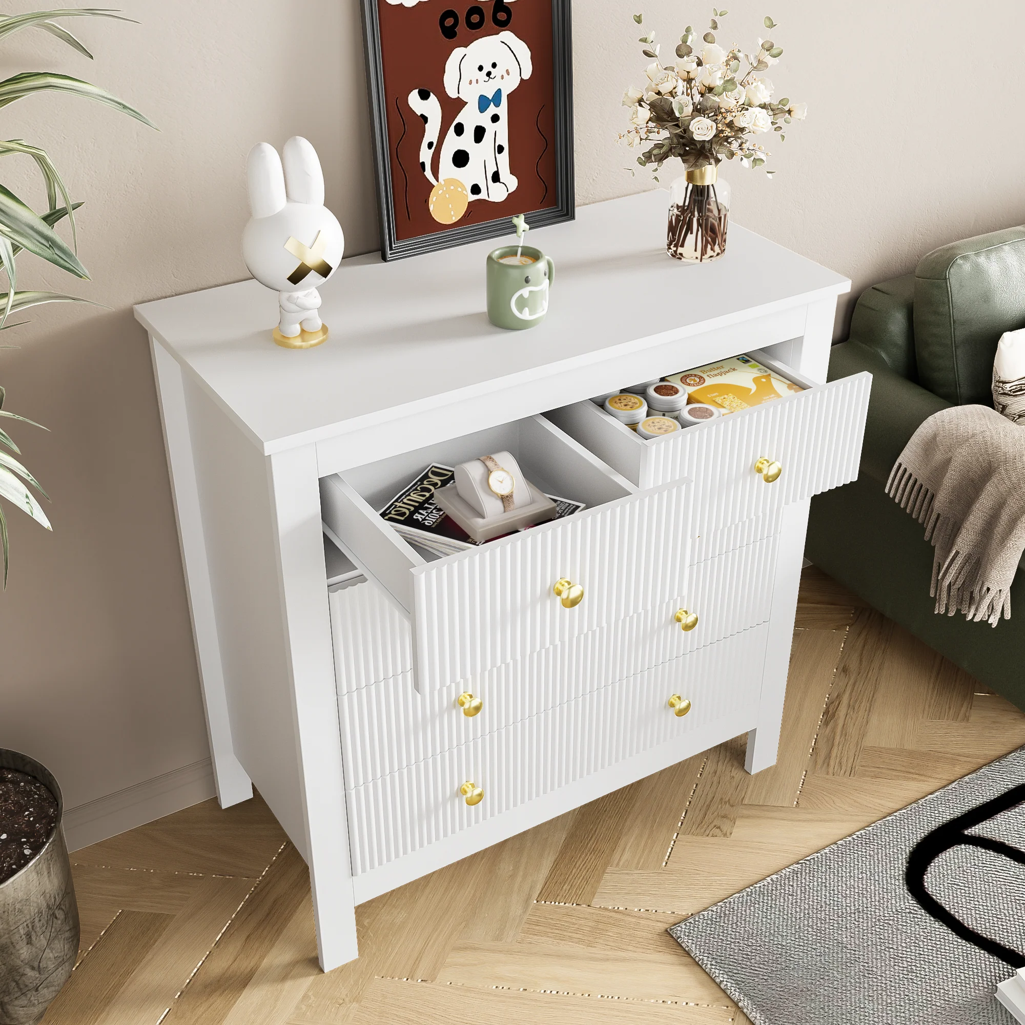 Sideboard with Special Doors & Gold Handles, Shoe Cabinet/Dressing Table - Image 9