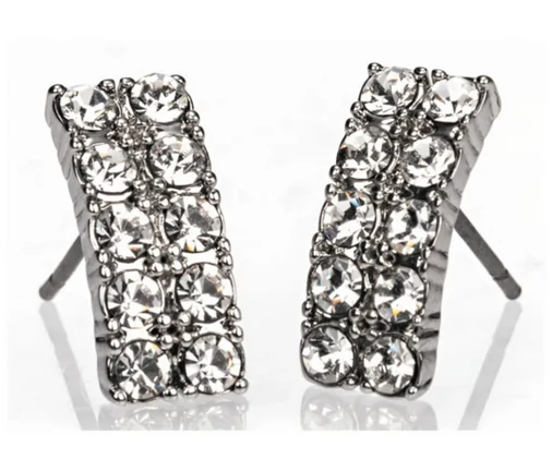 Silver Diamante Bar Earrings