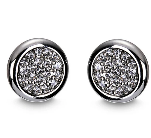 Silver Diamante Round Earrings