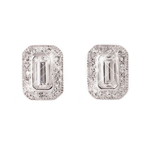 Silver Earrings White Stone